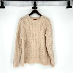 Vtg Men's Moose Creek Cream Wool Blend Chunky Cable Knit Sweater - XL - Preppy